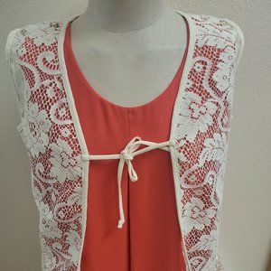 SIZE L LATTE Ivory Lace Sleeveless Cover Up